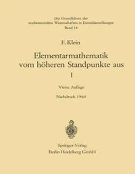 Klein |  Elementarmathematik vom Höheren Standpunkte aus, I | eBook | Sack Fachmedien