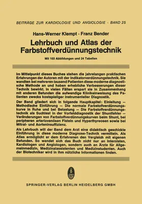 Bender / Klempt |  Lehrbuch und Atlas der Farbstoffverdünnungstechnik | Buch |  Sack Fachmedien