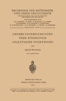 Wittich |  Neuere Untersuchungen Über Eindeutige Analytische Funktionen | eBook | Sack Fachmedien