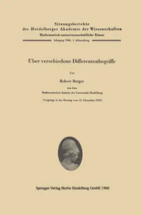 Berger |  Über verschiedene Differentenbegriffe | eBook | Sack Fachmedien