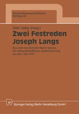 Uebe |  Zwei Festreden Joseph Langs | eBook | Sack Fachmedien