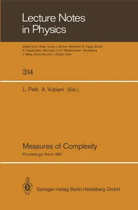 Peliti / Vulpiani |  Measures of Complexity | Buch |  Sack Fachmedien