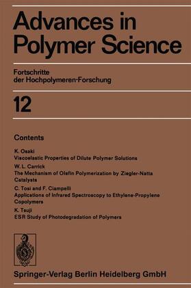 Cantow / Prins / Dall’Asta | Advances in Polymer Science | Buch | 978-3-662-15562-2 | sack.de