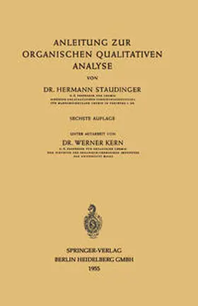 Staudinger |  Anleitung zur organischen qualitativen Analyse | eBook | Sack Fachmedien