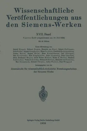 Auwers / Küpfmüller / Bumm |  Wissenschaftliche Veröffentlichungen aus den Siemens-Werken | Buch |  Sack Fachmedien