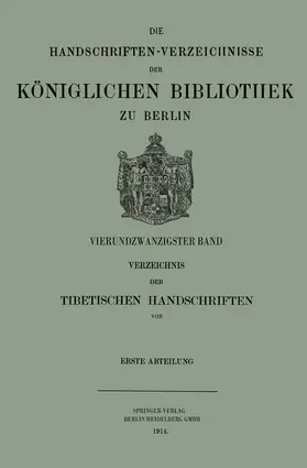 Beckh |  Verzeichnis der Tibetischen Handschriften der Königlichen Bibliothek zu Berlin | Buch |  Sack Fachmedien