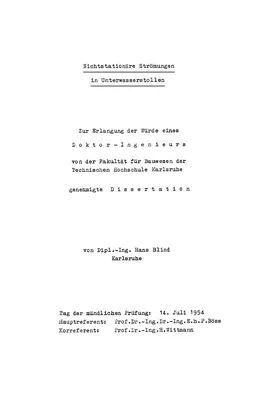 Blind | Nichtstationäre Strömungen in Unterwasserstollen | Buch | 978-3-662-23238-5 | www.sack.de
