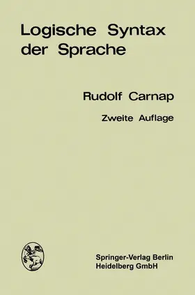 Carnap |  Logische Syntax der Sprache | Buch |  Sack Fachmedien