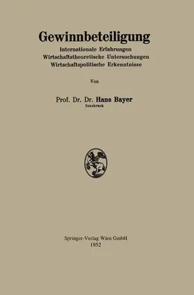 Bayer |  Gewinnbeteiligung | Buch |  Sack Fachmedien