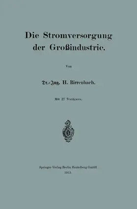 Birrenbach | Die Stromversorgung der Großindustrie | Buch | 978-3-662-23949-0 | www.sack.de