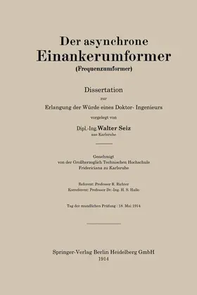Seiz | Der asynchrone Einankerumformer (Frequenzumformer) | Buch | 978-3-662-24347-3 | www.sack.de