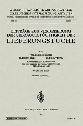 Sommer / Viertel / Mendrzyk |  Beiträge zur Verbesserung der Gebrauchstüchtigkeit der Lieferungstuche | Buch |  Sack Fachmedien