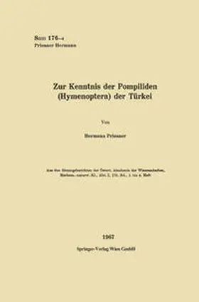 Priesner |  Zur Kenntnis der Pompilidien (Hymenoptera) der Türkei | eBook | Sack Fachmedien