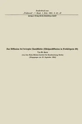 Gaus |  Zur Diffusion bei bewegter Randfläche | eBook | Sack Fachmedien