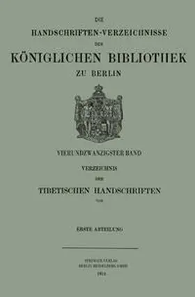 Beckh |  Verzeichnis der Tibetischen Handschriften der Königlichen Bibliothek zu Berlin | eBook | Sack Fachmedien