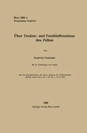 Pruzsinszky |  Über Trocken- und Feuchtluftresistenz des Pollens | eBook | Sack Fachmedien