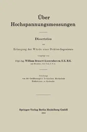 Kouwenhoven |  Über Hochspannungsmessungen | eBook | Sack Fachmedien