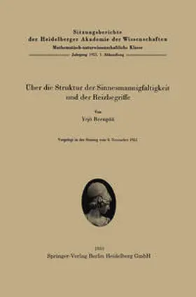 Reenpää |  Über die Struktur der Sinnesmannigfaltigkeit und der Reizbegriffe | eBook | Sack Fachmedien