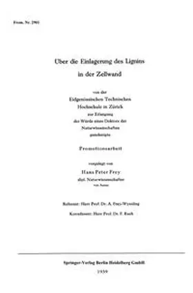 Frey |  Über die Einlagerung des Lignins in der Zellwand | eBook | Sack Fachmedien