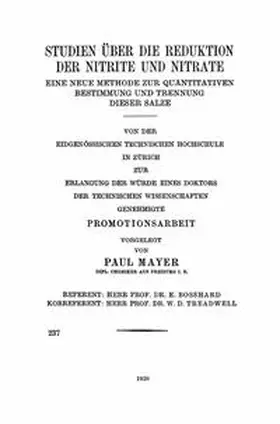 Mayer |  Studien über die Reduktion der Nitrite und Nitrate | eBook | Sack Fachmedien