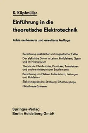 Küpfmüller |  Einführung in die theoretische Elektrotechnik | eBook | Sack Fachmedien