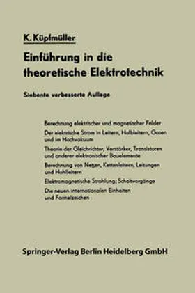 Küpfmüller |  Einführung in die theoretische Elektrotechnik | eBook | Sack Fachmedien