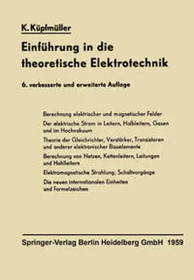Küpfmüller |  Einführung in die theoretische Elektrotechnik | eBook | Sack Fachmedien