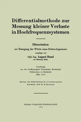Hund |  Differentialmethode zur Messung kleiner Verluste in Hochfrequenzsystemen | eBook | Sack Fachmedien