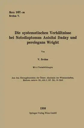 Brehm |  Die systematischen Verhältnisse bei Notodiaptomus Anisitsi Daday und perelegans Wright | eBook | Sack Fachmedien