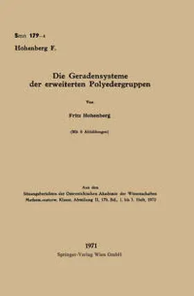 Hohenberg |  Die Geradensysteme der erweiterten Polyedergruppen | eBook | Sack Fachmedien
