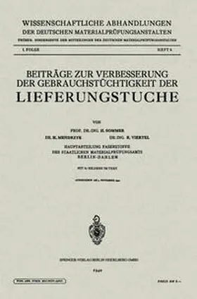 Sommer / Mendrzyk / Viertel |  Beiträge zur Verbesserung der Gebrauchstüchtigkeit der Lieferungstuche | eBook | Sack Fachmedien