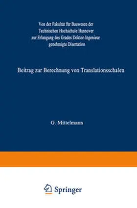 Mittelmann |  Beitrag zur Berechnung von Translationsschalen | eBook | Sack Fachmedien