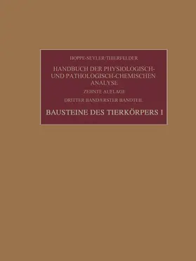 Hoppe-Seyler / Lang |  Bausteine des Tierkörpers I | Buch |  Sack Fachmedien