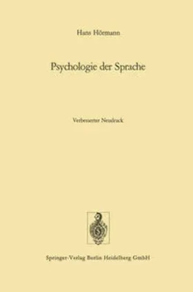Hörmann |  Psychologie der Sprache | eBook | Sack Fachmedien