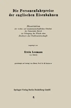 Leemann |  Die Personenfahrpreise der englischen Eisenbahnen | eBook | Sack Fachmedien