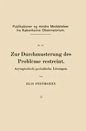 Strömgren |  Zur Durchmusterung des Problème restreint | eBook | Sack Fachmedien