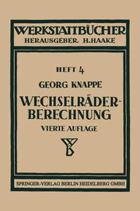 Knappe |  Wechselräderberechnung für Drehbänke | eBook | Sack Fachmedien