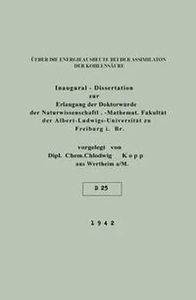 Kopp |  Über die Energieausbeute bei der Assimilaton der Kohlensäure | eBook | Sack Fachmedien