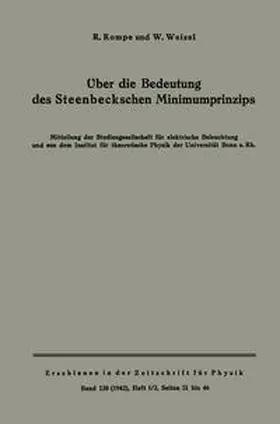 Rompe / Weizel |  Über die Bedeutung des Steenbeckschen Minimumprinzips | eBook | Sack Fachmedien
