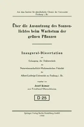 Komor |  Über die Ausnutzung des Sonnenlichtes beim Wachstum der grünen Pflanzen | eBook | Sack Fachmedien