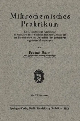 Emich |  Mikrochemisches Praktikum | Buch |  Sack Fachmedien