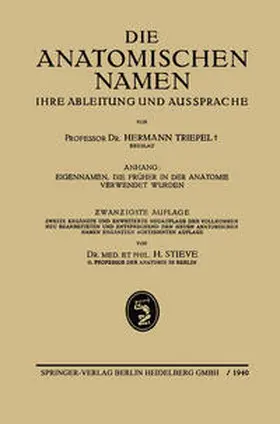 Triepel / Stieve |  Die Anatomischen Namen | eBook | Sack Fachmedien