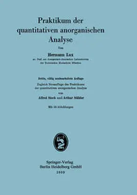 Lux |  Praktikum der quantitativen anorganischen Analyse | eBook | Sack Fachmedien
