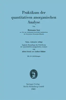 Lux |  Praktikum der quantitativen anorganischen Analyse | eBook | Sack Fachmedien
