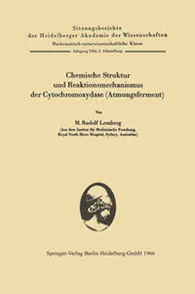 Lemberg |  Chemische Struktur und Reaktionsmechanismus der Cytochromoxydase (Atmungsferment) | eBook | Sack Fachmedien