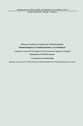 Jayme / Fengel |  Beitrag zur Kenntnis des Feinbaus der Frühholztracheiden Beobachtungen an Ultradünnschnitten von Fichtenholz | eBook | Sack Fachmedien