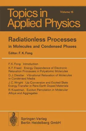 Fong |  Radiationless Processes | Buch |  Sack Fachmedien