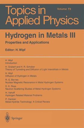 Wipf |  Hydrogen in Metals III | Buch |  Sack Fachmedien