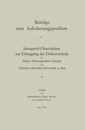 Mertens | Beiträge zum Aufrahmungsproblem | Buch | 978-3-662-31468-5 | www.sack.de