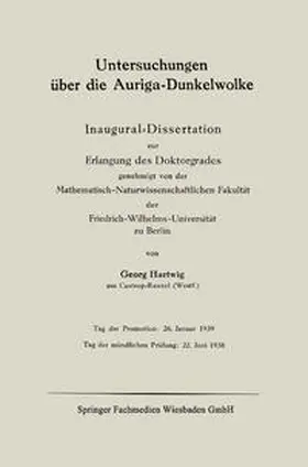 Hartwig | Untersuchungen über die Auriga-Dunkelwolke | E-Book | www.sack.de